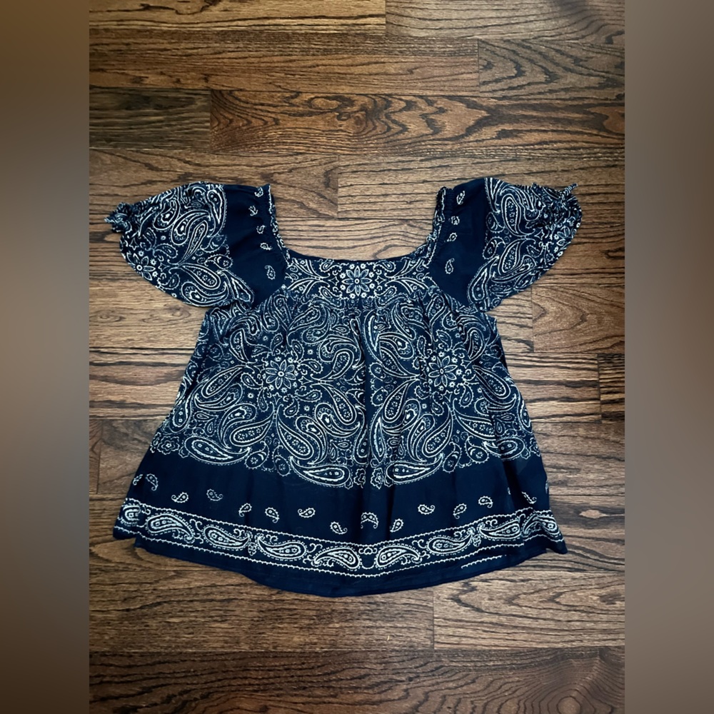 NWOT Denim & Supply Ralph Lauren Navy Paisley Blouse. Size Small.